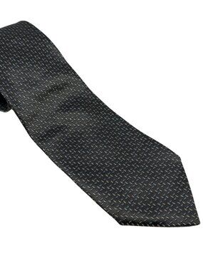 Vintage Armani Collezioni Silk Tie Gray Blue Micro Geometric Jacquard Necktie